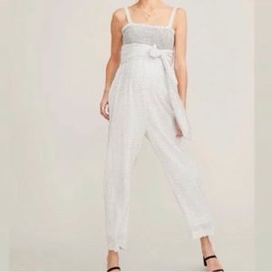 Hatch maternity the Simone jumpsuit white and black polka dot cotton size 1